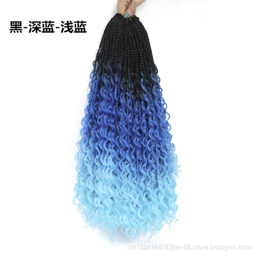27 613 one color jumbo river box braids image, 3x straight wavy synthetic hair crochet box braids hair with curly end